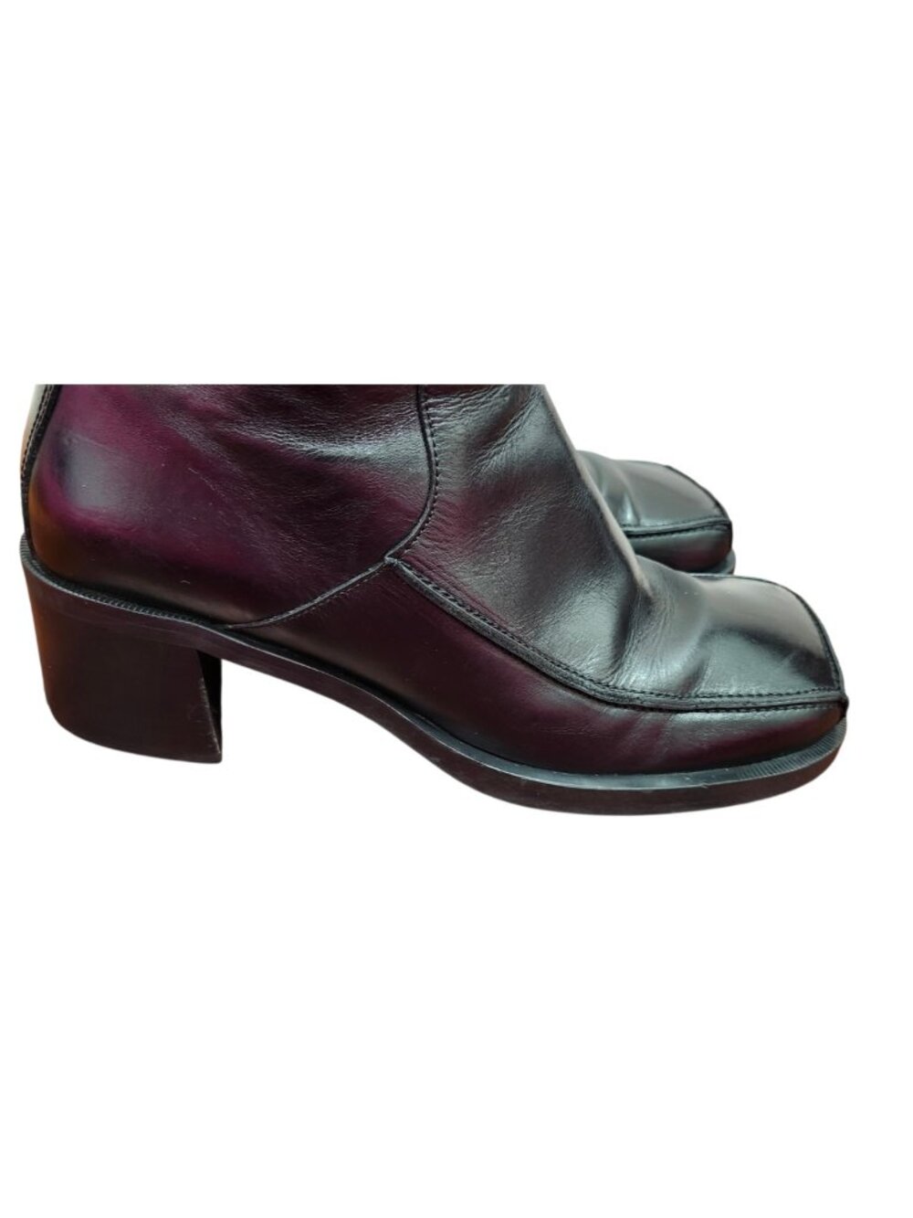 E8 by Miista Black Leather Mid Calf Boots EU 40 Square Toe Block Heel - Picture 6 of 16